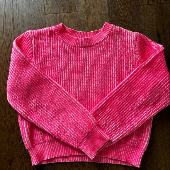 MILLY Bright Pink Knit Crewneck Sweater | Size S - Picture 2 of 4